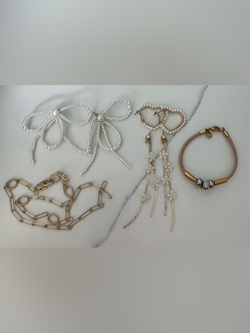 Jewelry Lot - Earrings, necklace, bracelet Bow Heart